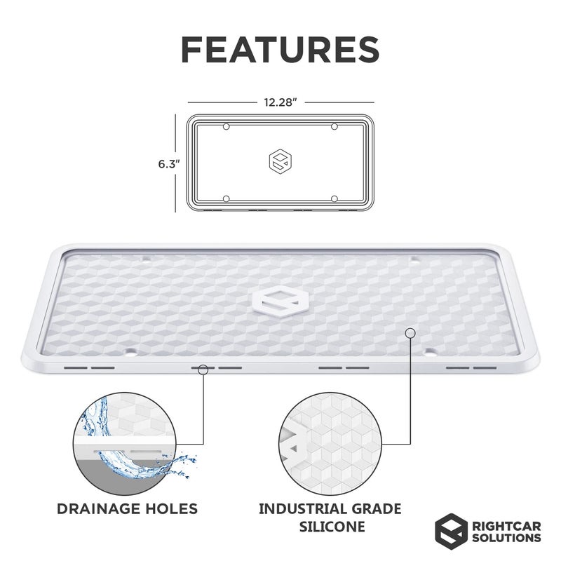 Rightcar Solutions Silicone License Plate Frame | The Original Premium Grade Silicone Car Plate Frame | Rust Proof, Rattle Proof, Weather Proof License Plate Holder (White) - Image 3